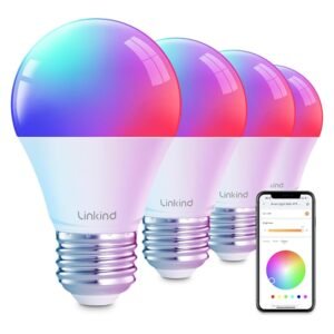Linkind Smart Light Bulbs, Smart Bulb That Work with Alexa & Google Home, LED Light Bulbs Color Changing, 104 Preset Scene, Music Sync, A19 E26 2.4GHz RGBTW WiFi Bluetooth Light...