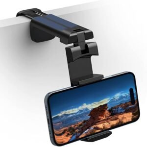 360 Degree Rotatable Adjustable Phone Holder - Airplane in Flight, Plastic Retractable, Foldable Travel Essential for Home/Office - Universal, Black