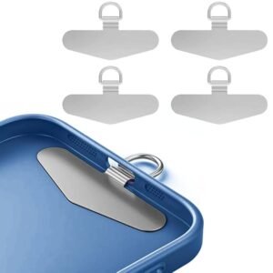 4pcs Phone Tether Tab - Phone Lanyard Patch - Tether Tab for Phone Lanyard - Metal Phone Strap Tether Tabs - Stainless Steel Mobile Phone Lanyard Pad - Universal Phone Strap...