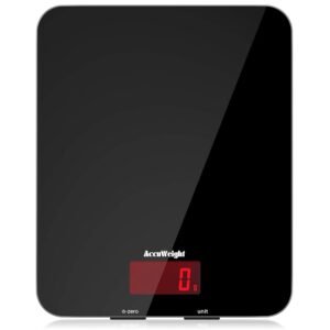 ACCUWEIGHT 201 Digital Kitchen Scales with Tempered Glass Platform (Batteries included), Electronic Weighing Food Scale with Backlit LCD, Multifunction for Office School Home...