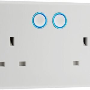 BG Electrical Double Switched Power Wall Plug Socket with Smart Home Control, Touch, Voice or App Control, Timer Function, Security Options, Round Edge, Nexus 800 Series, White...