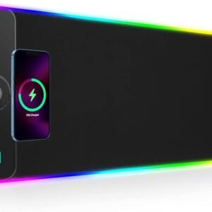 GIM Wireless Charging RGB Gaming Mouse Pad 15W, LED Mouse Mat 800x300x4MM, 10 Light Modes Extra Large Mousepad Non-Slip Rubber Base Computer Keyboard Mat for Gaming...