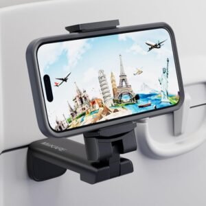MiiKARE Phone Stand Universal Mount Phone Holder 360 Degree Rotating Adjustable Phone Clamp Compatible with iPhone Android Phones Portable Phone Mount for Airplane Trays Desk...
