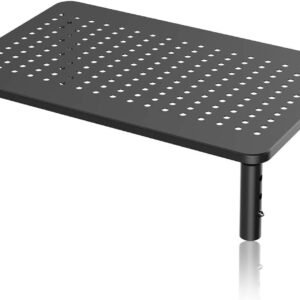 suptek Computer Monitor Stand Riser, Metal for Laptop, Printer, Notebook and All Flat Screen TV Display with Vented Platform, 3 Height Adjustable Riser MST003