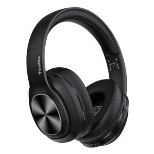 TuneFlux Wireless Bluetooth Headphones Over Ear, 80H Playtime, 3EQ Sound Modes, HiFi Stereo Headphones with Deep Bass Microphone, Foldable Bluetooth 5.3 Headsets-Black